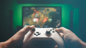 cropped image of a video game controller