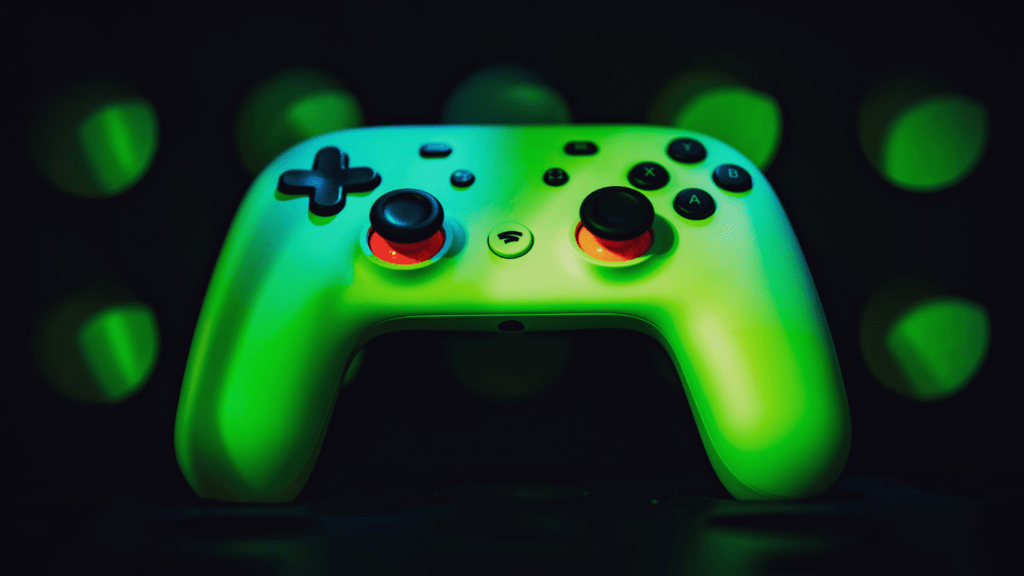 green color of video game controller